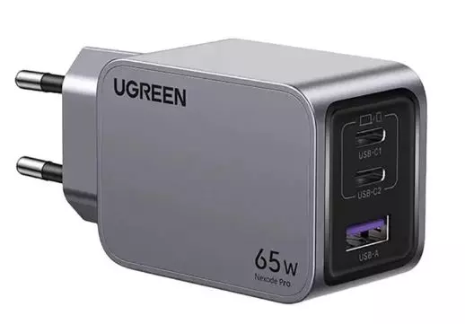 Зарядное устройство UGREEN 2xUSB-C, 1хUSB, 65W, QC4 /PD3.0, Nexode Pro, GaNInfinity X755 (25871)
